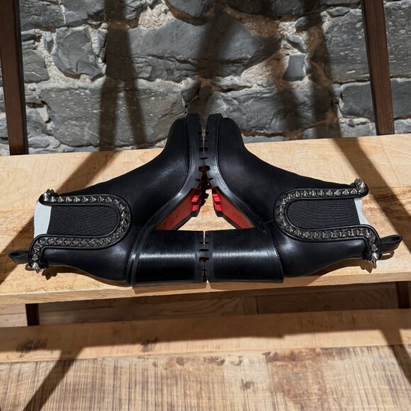 Christian Louboutin Black Leather Capahutta 70 Spike Heeled Chelsea Boots - Picture 7 of 11